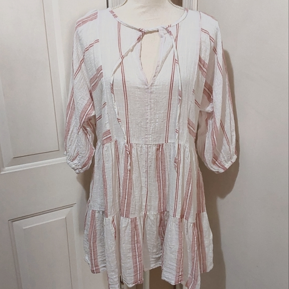 🌺 Like New Boulevard Striped Gauze Blouse/Coverup